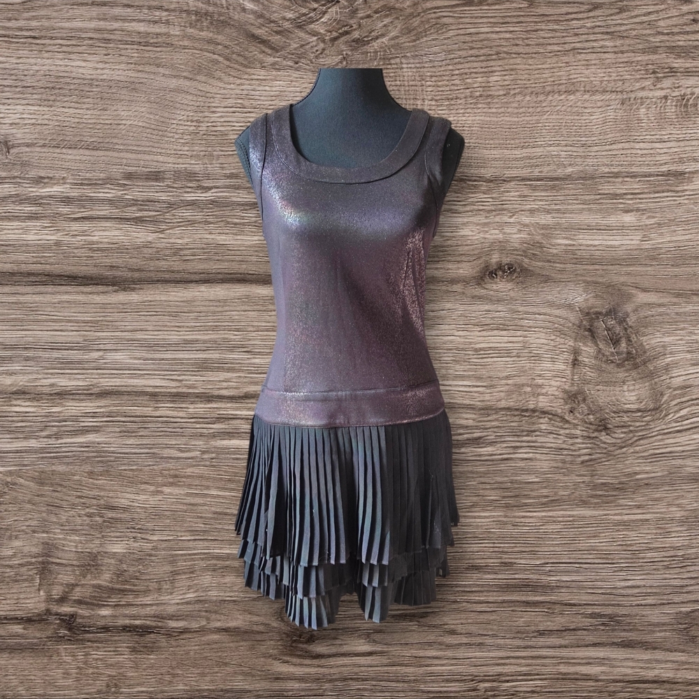 Dex Metallic Purple Layered Midi Dress